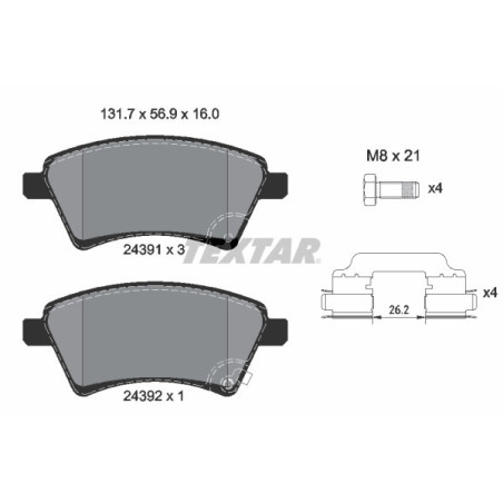 TEXTAR 2439101 Brzdové destičky přední pro SX4 Sedici