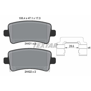 TEXTAR 2442102 Brzdové platničky zadný pre Insignia 9-5 Malibu