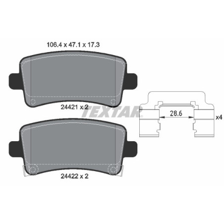 TEXTAR 2442102 Plaquettes de frein arrière pour Insignia 9-5 Malibu