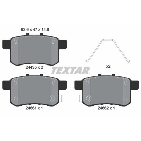 TEXTAR 2443501 Brzdové platničky zadný pre Honda Accord
