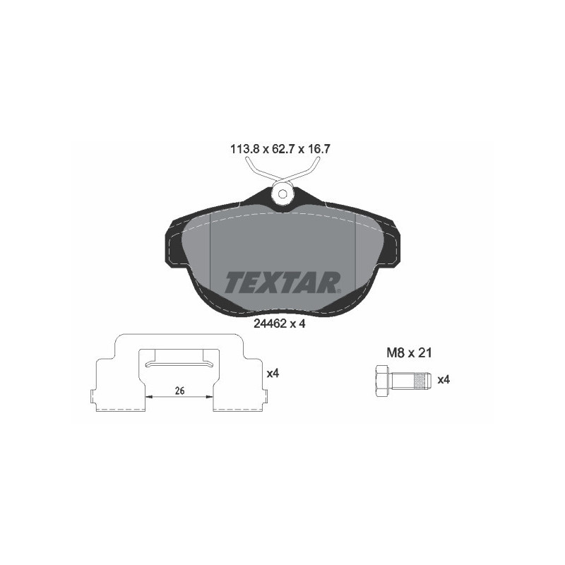 TEXTAR 2446201 Brzdové destičky zadní pro Citroen C6