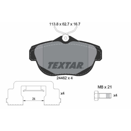 TEXTAR 2446201 Klocki hamulcowe tył dla Citroen C6