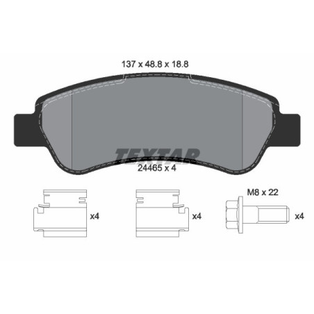 TEXTAR 2446501 Brake Pads Set Rear for Ducato Boxer JUMPER Movano