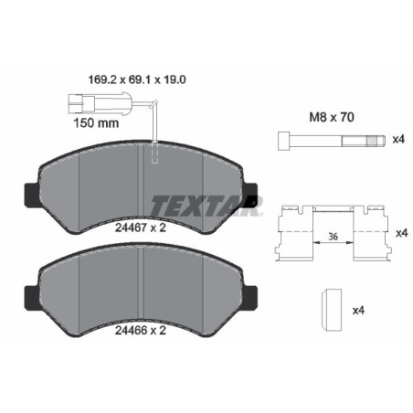 TEXTAR 2446701 Brake Pads Set Front for Ducato Boxer JUMPER Movano