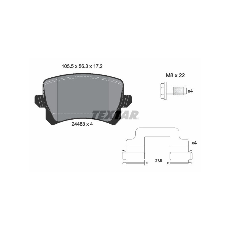 TEXTAR 2448302 Pastillas de freno trasero para VW Passat CC