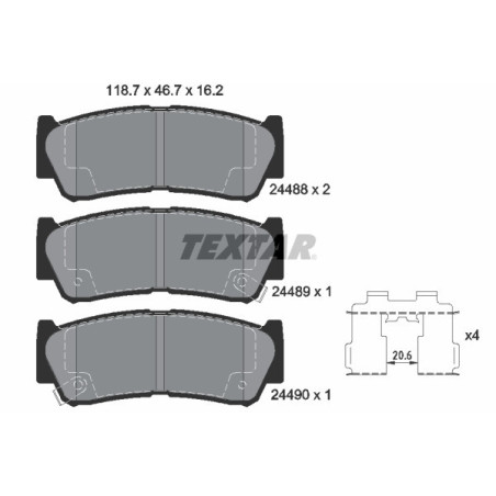 TEXTAR 2448801 Klocki hamulcowe tył dla H-1 T60