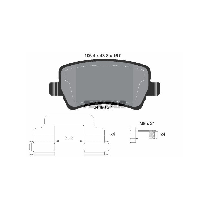 TEXTAR 2449601 Klocki hamulcowe tył dla V60 S60 V70 S80 XC60 XC70 Range Rover Evoque