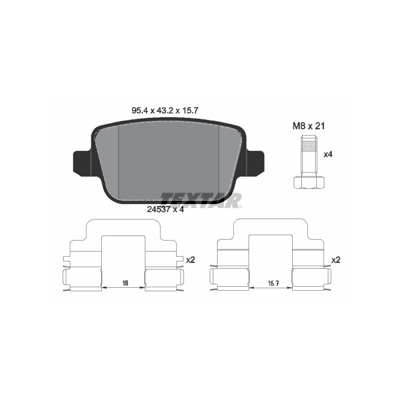 TEXTAR 2453703 Brzdové platničky zadný pre Mondeo S-Max Galaxy Kuga Focus