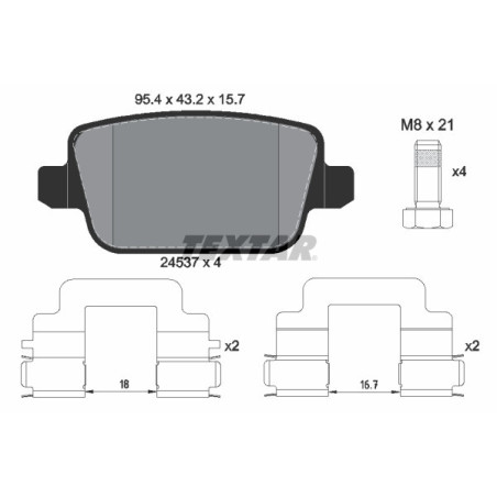 TEXTAR 2453703 Plaquettes de frein arrière pour Mondeo S-Max Galaxy Kuga Focus