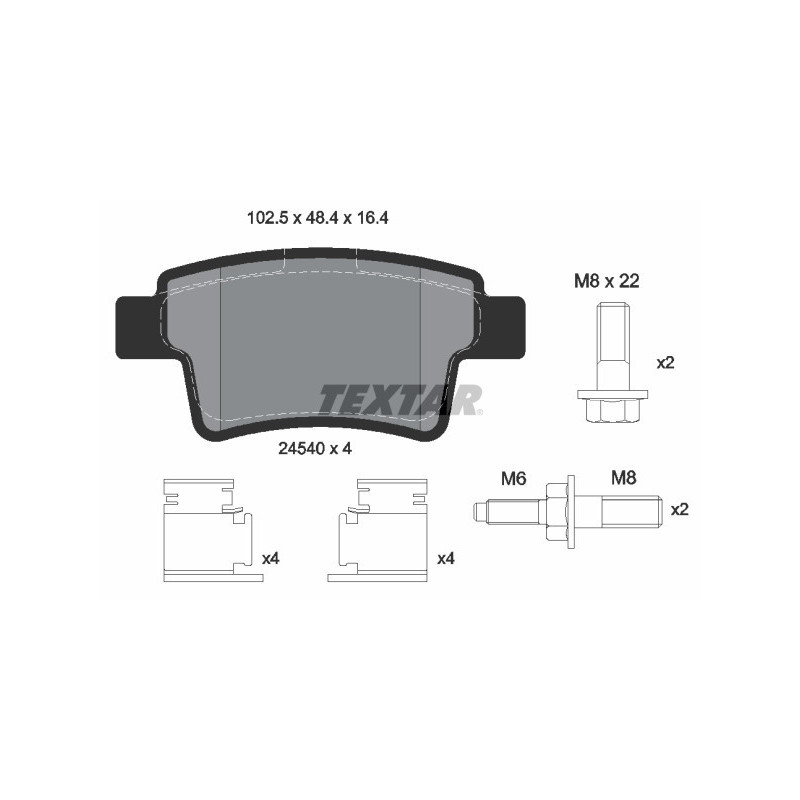 TEXTAR 2454001 Brake Pads Set Rear for C4 408