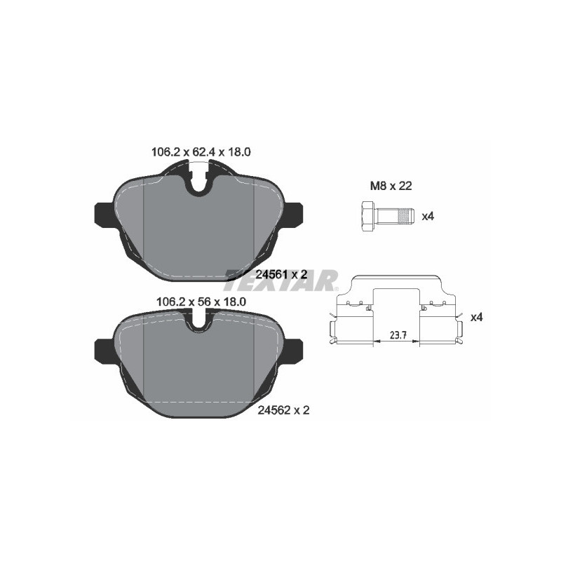 TEXTAR 2456101 Brake Pads Set Rear for BMW 5 X3 X4 6 7 i8 X5 iX3 Z4