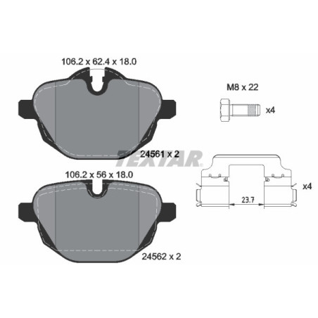 TEXTAR 2456101 Bremsbeläge Hinten für BMW 5 X3 X4 6 7 i8 X5 iX3 Z4