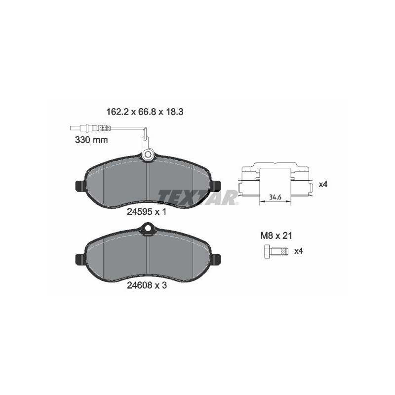 TEXTAR 2459501 Brake Pads Set Front for Expert JUMPY Scudo ProAce Partner
