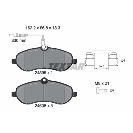 TEXTAR 2459501 Brake Pads Set Front for Expert JUMPY Scudo ProAce Partner