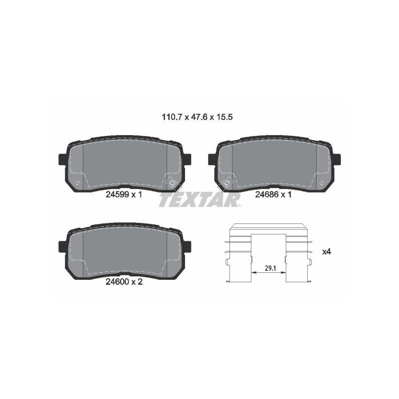 TEXTAR 2459901 Brake Pads Set Rear for Sorento Carnival H-1 ix55