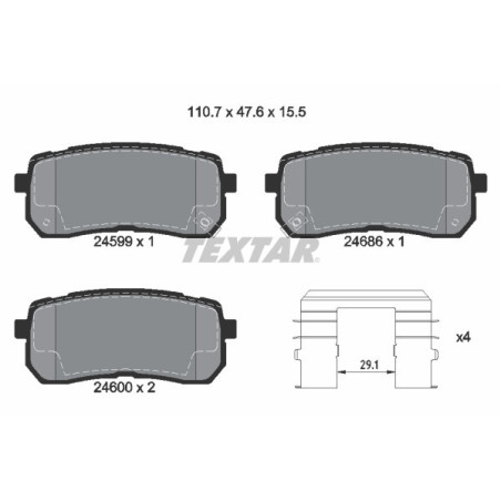 TEXTAR 2459901 Bremsbeläge Hinten für Sorento Carnival H-1 ix55