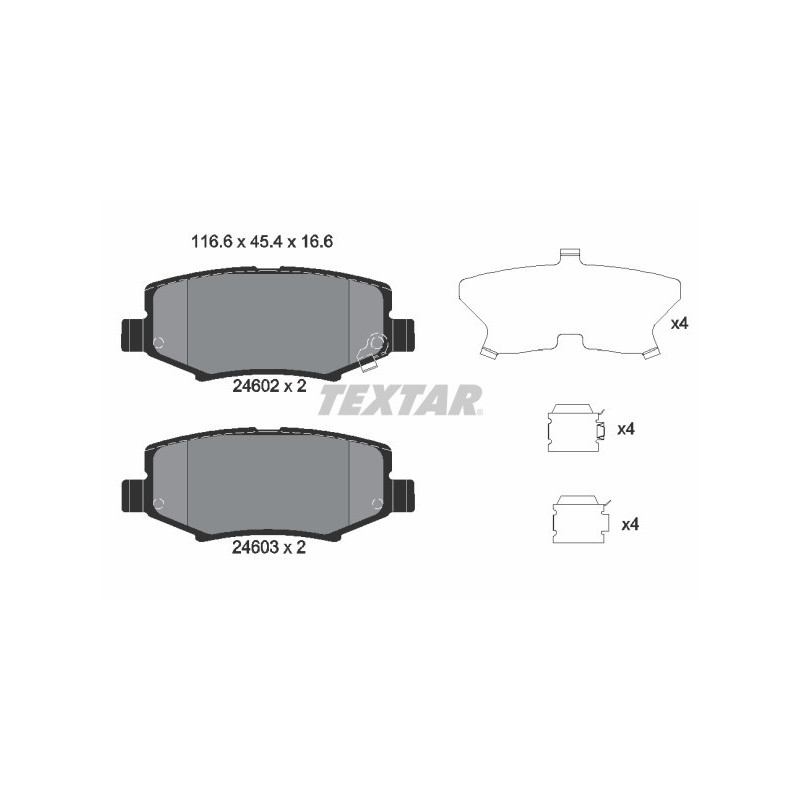 TEXTAR 2460201 Bremsbeläge Hinten für Wrangler Nitro Cherokee Compass
