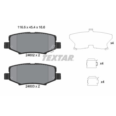 TEXTAR 2460201 Brzdové platničky zadný pre Wrangler Nitro Cherokee Compass