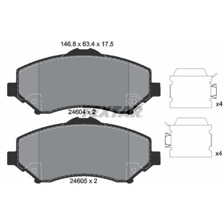 TEXTAR 2460402 Brake Pads Set Front for Journey Wrangler Freemont Nitro Cherokee Routan