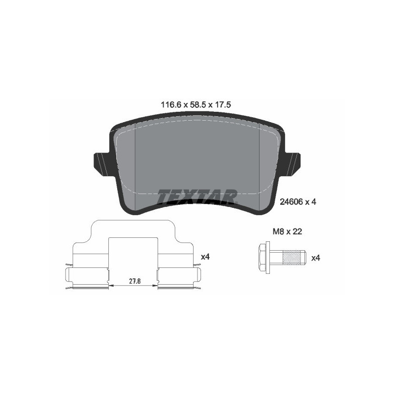 TEXTAR 2460601 Brzdové platničky zadný pre Audi A5 A4 Q5