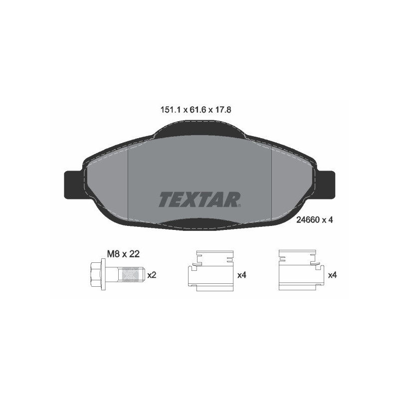 TEXTAR 2466001 Brake Pads Set Front for 308 408 5008 3008