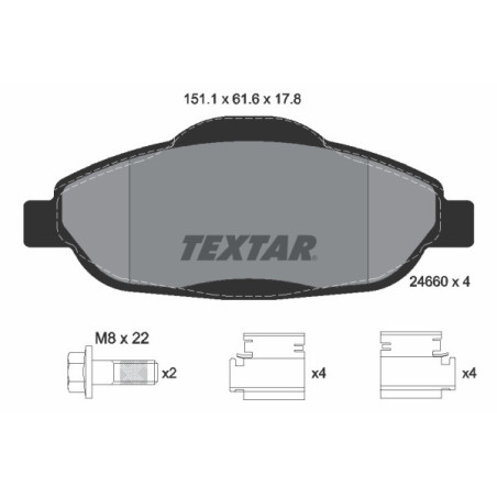 TEXTAR 2466001 Klocki hamulcowe przód dla 308 408 5008 3008