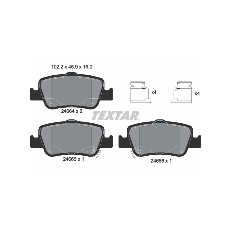 TEXTAR 2466401 Brzdové destičky zadní pro Toyota Auris Corolla