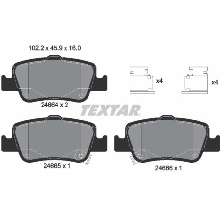 TEXTAR 2466401 Brzdové destičky zadní pro Toyota Auris Corolla