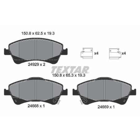 TEXTAR 2466801 Klocki hamulcowe przód dla Avensis Verso Auris Corolla