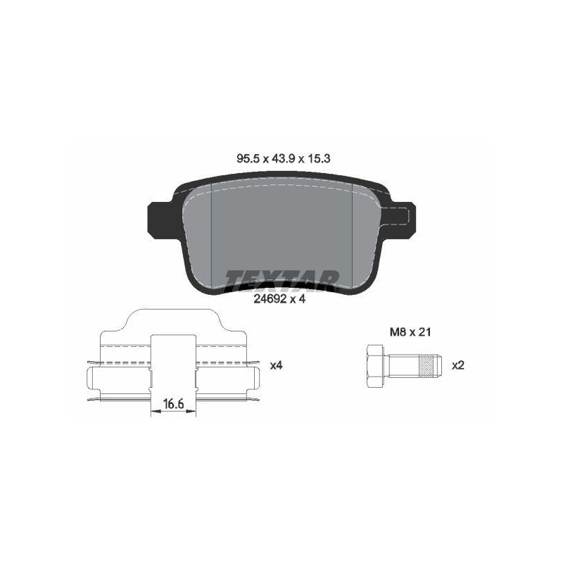 TEXTAR 2469201 Plaquettes de frein arrière pour Renault Kangoo