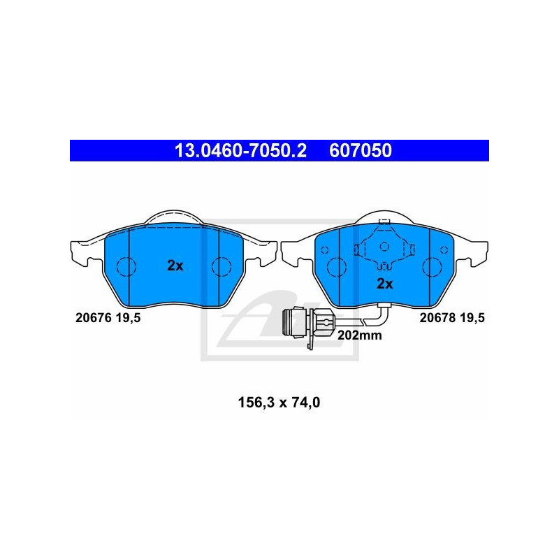 ATE 13.0460-7050.2 Brake Pads Set Front for Audi A6 100