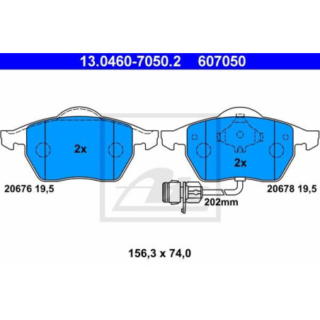 ATE 13.0460-7050.2 Brzdové destičky přední pro Audi A6 100