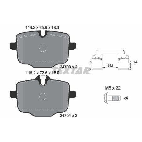 TEXTAR 2470301 Brake Pads Set Rear for BMW 5 6 X4 iX3