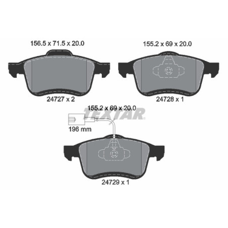 TEXTAR 2472701 Brake Pads Set Front for Doblo Combo Delta