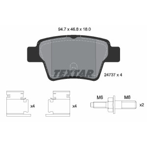 TEXTAR 2473701 Plaquettes de frein arrière pour 207 307 C4
