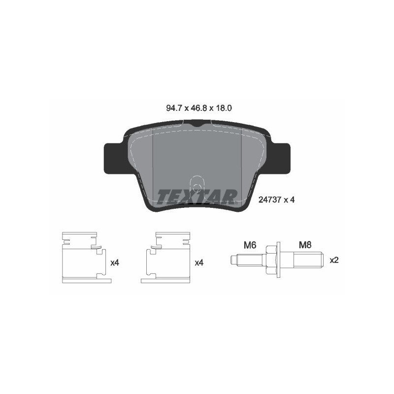 TEXTAR 2473701 Brake Pads Set Rear for 207 307 C4