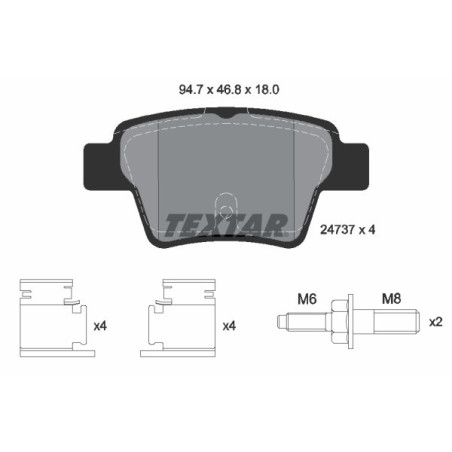 TEXTAR 2473701 Brzdové platničky zadný pre 207 307 C4