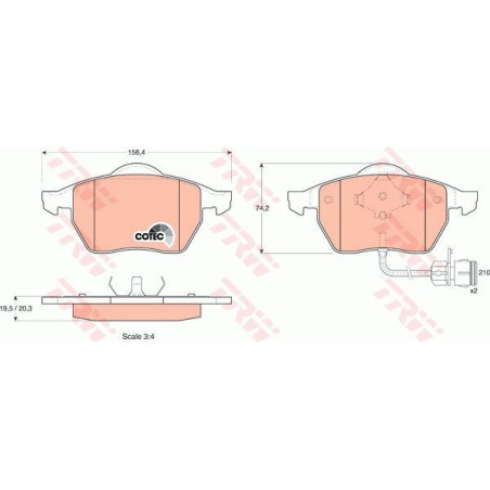 Klocki hamulcowe Przód dla Audi 100 A6 C4 TRW GDB1049