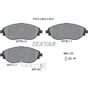 TEXTAR 2473801 Brzdové platničky predný pre Passat Alhambra Sharan CC T-Roc Golf A3 Superb
