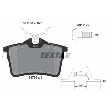 TEXTAR 2476501 Brzdové platničky zadný pre Partner Berlingo 308 5008