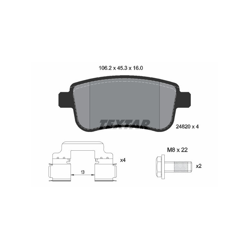 TEXTAR 2482001 Pastillas de freno trasero para Megane Fluence Scenic Clio Captur XC90 Zoe