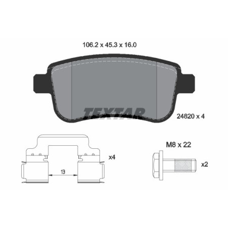 TEXTAR 2482001 Pastiglie freno posteriore per Megane Fluence Scenic Clio Captur XC90 Zoe