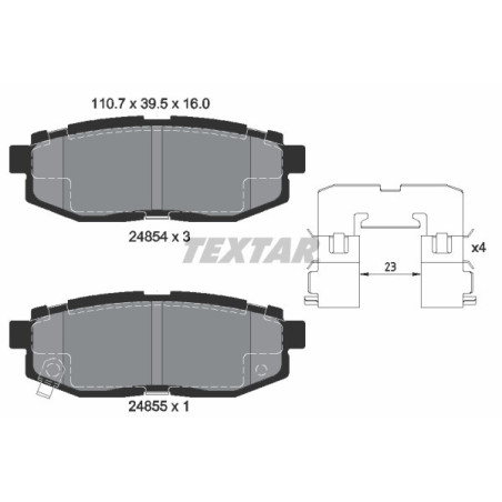 TEXTAR 2485401 Brzdové destičky zadní pro Outback Forester Impreza Tribeca Brz GT Legacy