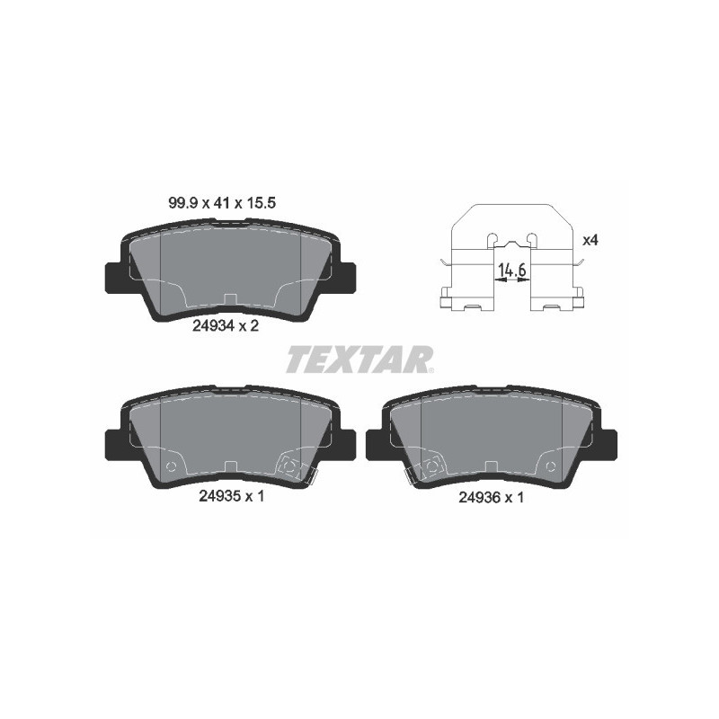 TEXTAR 2493401 Plaquettes de frein arrière pour Korando Tucson Sonata Elantra Soul Opirus