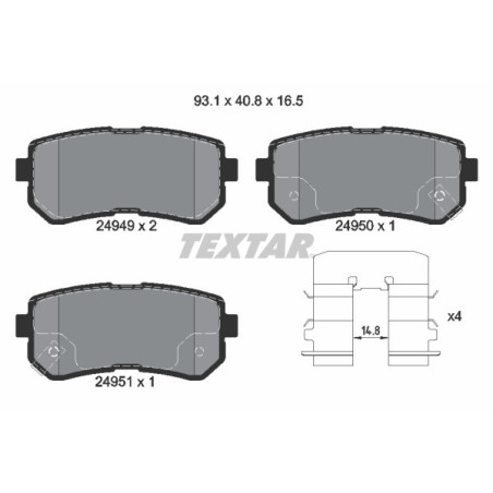 TEXTAR 2494901 Plaquettes de frein arrière pour Hyundai i20 ix20