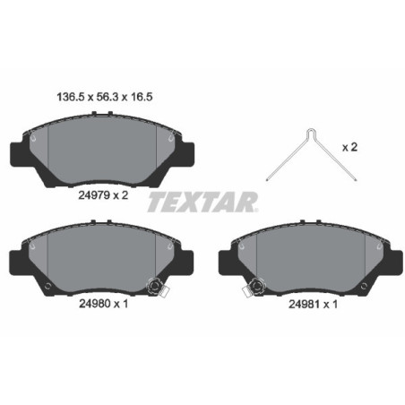 TEXTAR 2497901 Brake Pads Set Front for Jazz City Civic CR-Z Shuttle Insight