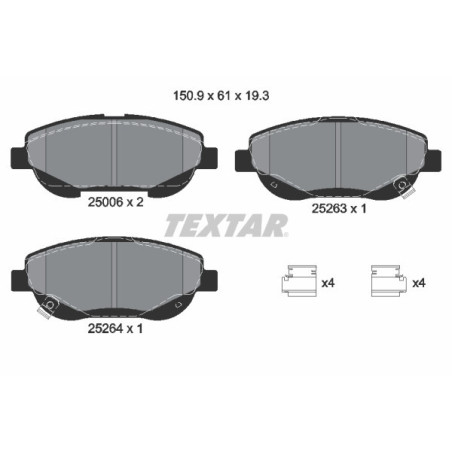 TEXTAR 2500601 Plaquettes de frein Avant pour