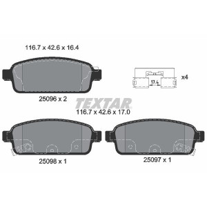 TEXTAR 2509602 Brzdové platničky Zadné pre