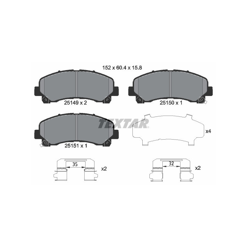 TEXTAR 2514901 Brzdové destičky přední pro D-Max Trailblazer Mu-X S10 T60 KB