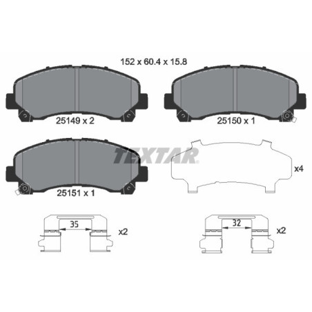 TEXTAR 2514901 Brzdové destičky přední pro D-Max Trailblazer Mu-X S10 T60 KB